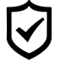 Black shield with a check mark.