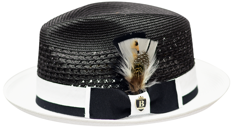 Mens summer fedora hats in black and white