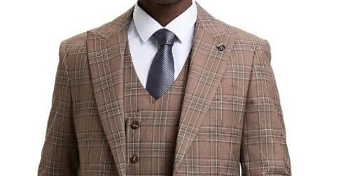 Stacy Adams Suit in Beige Plaid