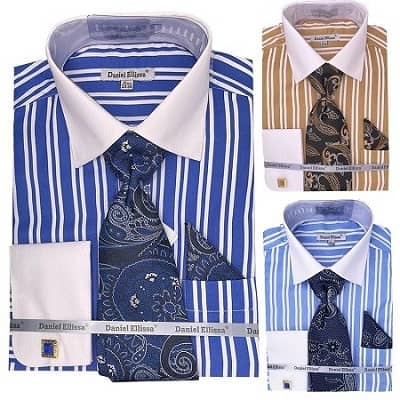 Examples of mens french cuff shirt with tie sets