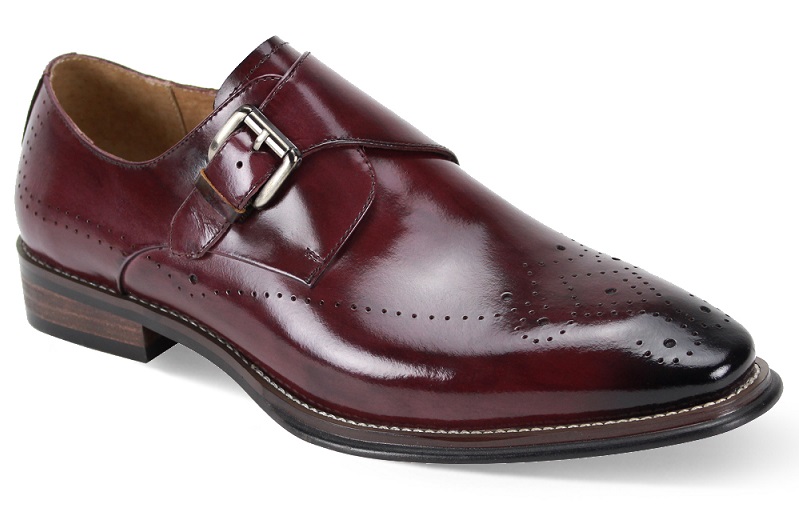 Burgundy Giovanni shoes in Monk Strap