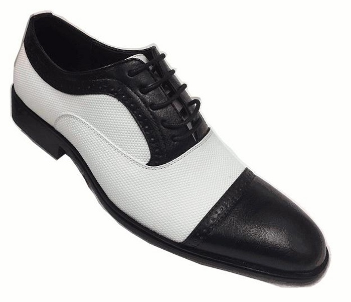 mens black and white gangster shoes