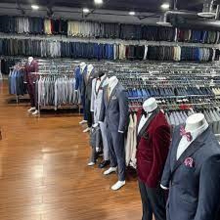 A  typical suit outlet store