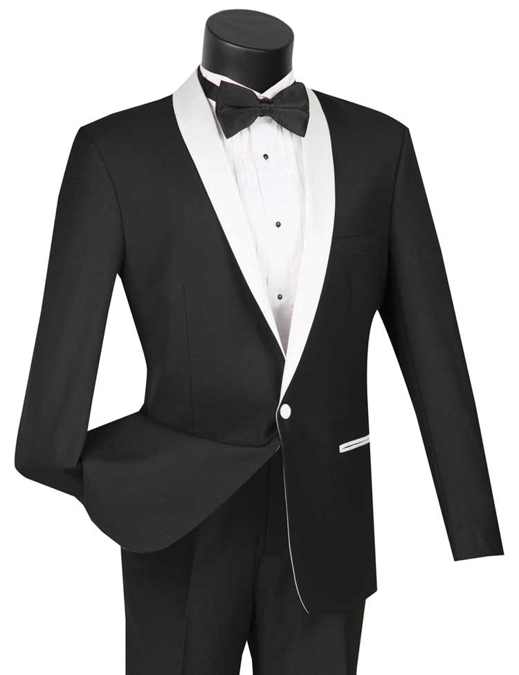 Mens black and white tuxedo