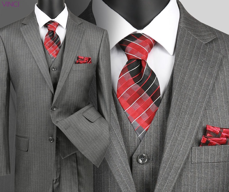 gray pinstripe suit